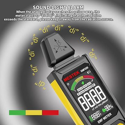 EMF Detector, MESTEK 5 in 1 EMF Meter Radiation Detector, Electric Field, Radio Frequency Field Temperature, Magnetic Field Strength Meter, Rechargeable EMF Reader Home EMF Detection and Ghost Hunting