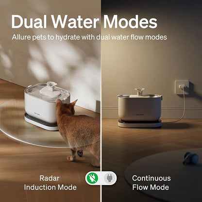 PETLIBRO Cat Water Fountain, Cordless Pet Water Fountain Battery Operated, 2.5L/84oz Dockstream Water Fountains for Cats Indoor, Cat Fountain with Stainless Steel Tray, Easy to Clean BPA-Free