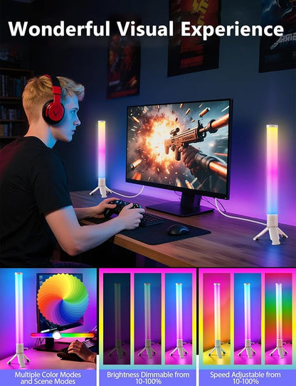 DAYBETTER RGB Light Bar, 360° Smart LED Light Bar for Room, Music Sync Gaming Lights, Color Changing TV Backlight App & Remote Control, Desk Lights Bars for Game Room, White