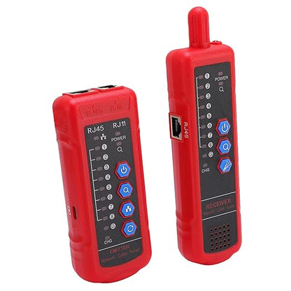 Network Cable Tester, RJ11 RJ45 CAT5 CAT6 Ethernet LAN Wire Tracer with Headphone Jack and Signal Strength Indicator, for Noisy Environments