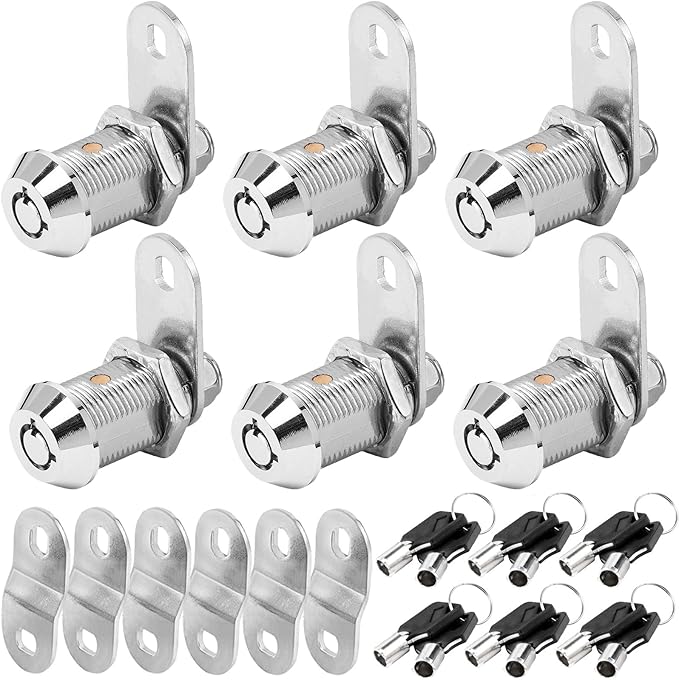 Cam Locks RV Storage Locks with Keys(1 Inch 6Pack), Keyed Alike - Fits 3/4' Max Door Thickness