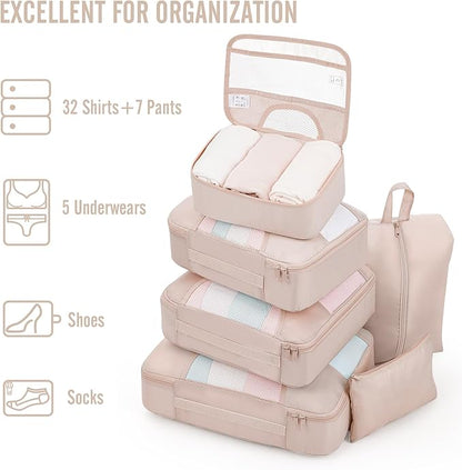 Veken 8 Set Packing Cubes, Gifts for Women Mom Her, Personalized Cruise Ship Travel Essentials Accessories for Beach Vacation, Suitcase Organizer Bags for Luggage with Hanging Toiletry Bag
