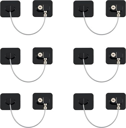 Refrigerator Lock, 6 Pack Fridge Locks with Thickened Wire Rope, Baby Proof Cabinet Locks with Keys, Safety Pantry Lock