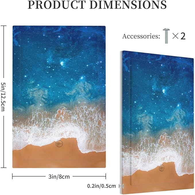 Blue Sea Ocean Beach Waves 1-Gang No Device Blank Wallplate Electrical Light Switch Decorative Receptacle Face Plate Cover for Bathroom 5 X 3 IN