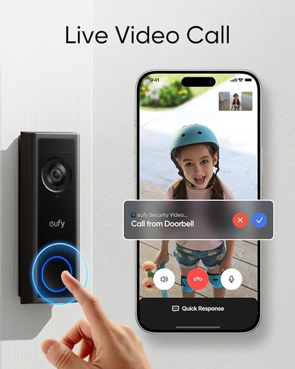 eufy Security Video Doorbell Camera C31,2K FHD,Battery/Wired Powered,Head-to-Toe View,Live Video Call,Wireless Doorbell,24/7Recording,Human and Motion Detection,HomeBase S380 Compatible,No Monthly Fee