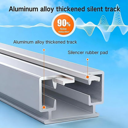 Smart Curtain Track System with Mini Zigbee Motor, Automatic Ceiling Curtain Opener, Motorized Curtains Rod 165.3''(4.2m) with App, Voice, Remote Control,Compatible with Alexa,Google and Siri