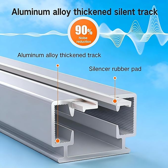 Smart Curtain Track System with Mini Wifi Motor, Automatic Ceiling Curtain Opener, Motorized Curtains Rod 204.7''(5.2m) with App, Voice, Remote Control, Compatible with Alexa, Google and Siri