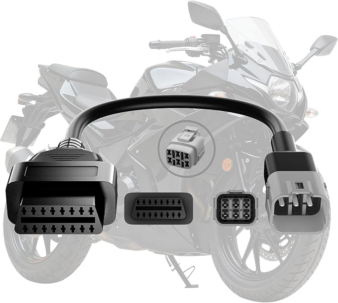 OBD2 Adapter Cable Fits for Suzuki Guzzi Kawasak and More Motorcycles, 6Pin to 16Pin OBD2 Diagnostic Adapter Cable Works with All OBDII Scanner