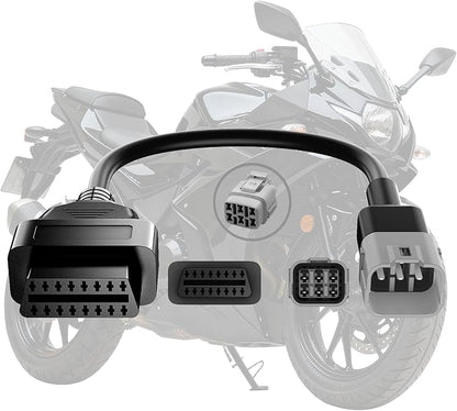 OBD2 Adapter Cable Fits for Suzuki Guzzi Kawasak and More Motorcycles, 6Pin to 16Pin OBD2 Diagnostic Adapter Cable Works with All OBDII Scanner