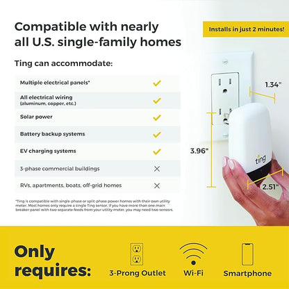 Electrical Fire Prevention Sensor & Service - Residential Use Only - 12 Months of Required Service Included - Home Fire Safety