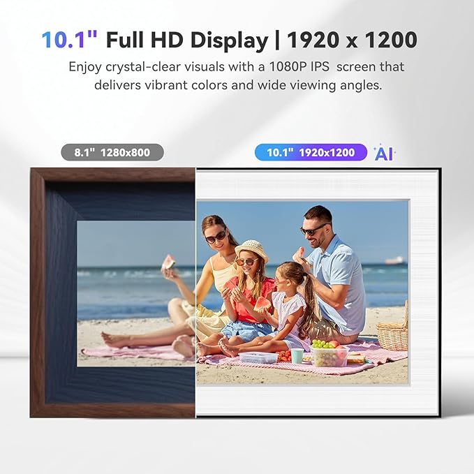 Digital Picture Frame - 10.1" HD Display AI Magic Frame, Touch Screen Digital Photo Frame with Easy Setup, Unlimited Cloud Storage, Gifts for Parents and Grandparents