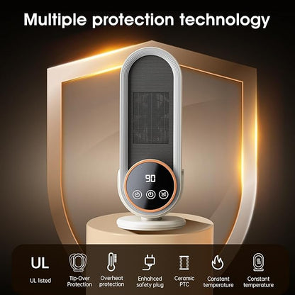 Space Heater Indoor - Energy Efficient Portable Heater with Adjustable Thermostat,1200W PTC Rapid Heating Ceramic Technology with Remote,Intelligent Timing