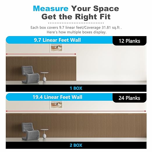 Art3d Wainscoting Wall Panel Kit, 37.8" Tall Beadboard Panels for Walls, Polystyrene Board and Batten Wall Panel Kit, Easy DIY Decorative Trim for Living Room, Kitchen, Bedroom – Covers 31 Sq.Ft