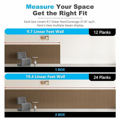 Art3d Wainscoting Wall Panel Kit, 37.8" Tall Beadboard Panels for Walls, Polystyrene Board and Batten Wall Panel Kit, Easy DIY Decorative Trim for Living Room, Kitchen, Bedroom – Covers 31 Sq.Ft