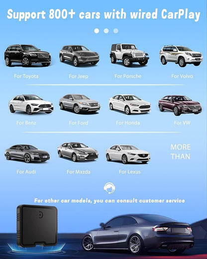 Wireless CarPlay Adapter AI Box for iPhone & Android Auto – YouTube & Netflix Support, TF Card Offline Playback, Plug and Play, Wired to Wireless Conversion, Stable 5.8GHz WiFi & Bluetooth 5.3