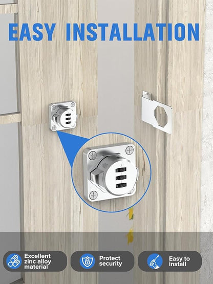 Cabinet Password Hasp Locks, 90 Degree Barn Door Lock, Household Security Combination Latch for Locker, Fence, Bathroom, Outdoor, Garden (Silver-1PC)