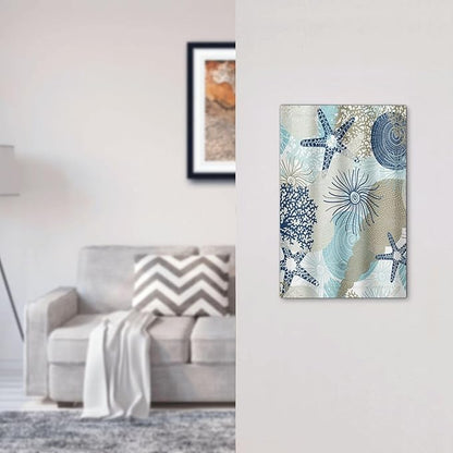 Decorative Light Switch Cover Plate Blue Starfish Brown Coral Ocean 1 Gang No Device Single Blank Outlet Covers Wall Plates for Electrical Outlets Faceplate for Girlroom Home Decor