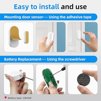 Wireless Door Chime, Daytech Door Sensor Alarm with 5 Volume for Bussiness Store Office Home When Entering, Door Ring Bell Alert 3 Transmittlers + 3 Receivers