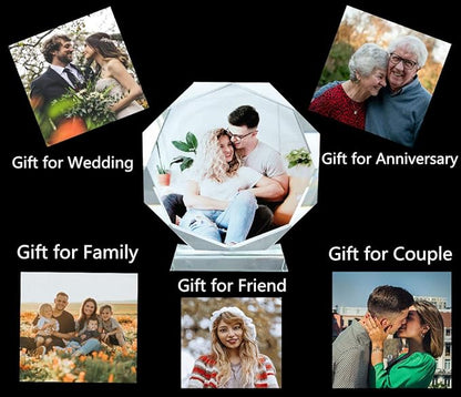 FANF&YKPY Personalized Crystal Glass Custom Color Photo Desktop Decorative Photo Frames, Birthdays, Wedding Gifts,Gift for Girlfriends, Husbands,Wife,Couple,Friends,Child