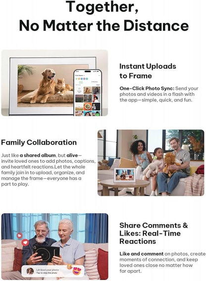 AI Magic Frame 10.1"-WiFi Digital Picture Frame with 64GB,1920 x 1200 IPS FHD TouchScreen,Motion Sensor,Dynamic AI Photo,Unlimited Cloud Storage, Gifts for Christmas/Birthday/Family/Home Decor