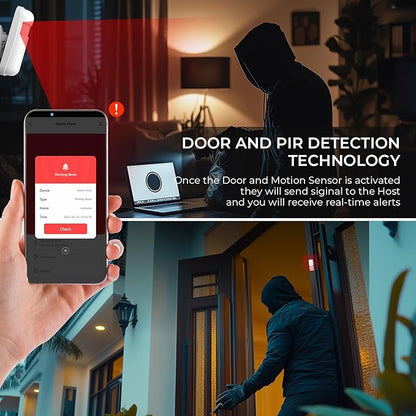 PGST Wireless Alarm System,Smart Home Security Systems with Phone App Alerts,20 Piece Door Alarm Kits with Door/Motion Sensors,SOS Button,Work with Alexa for Villa,Apartment,The Elder and Kids Safety