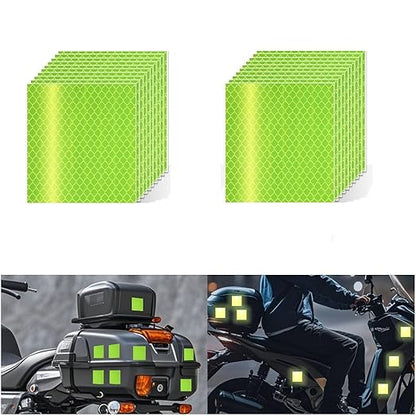 Non Fading Fluorescent Yellow Reflective Stickers 3 inch X 3 inch, Outdoor Waterproof High Visibility Safety Adhesive Reflector (20 Pcs)
