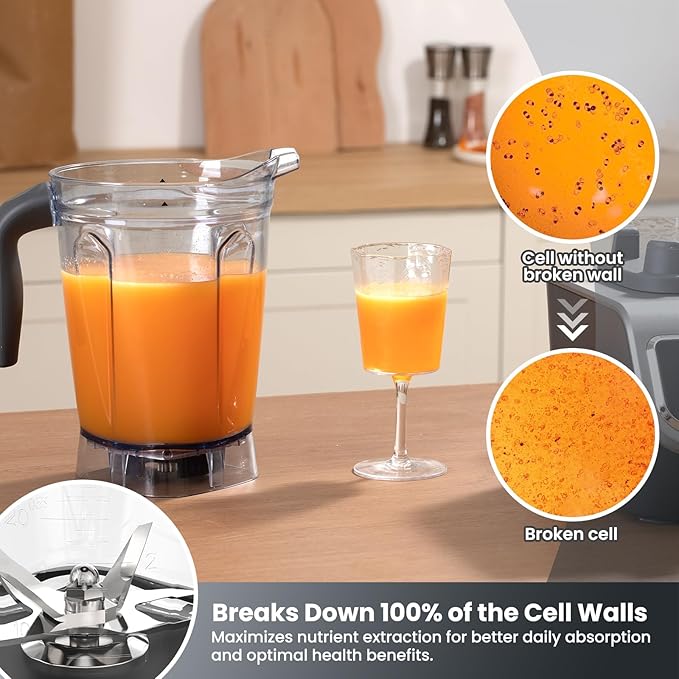 iCucina 1500w Blender for Kitchen with Pre-set Blending Programs, 64oz Heavy Duty Professional-Grade Blenders for Smoothies, Soups, Dips, Nut Butters, BPA-Free Tritan Jar