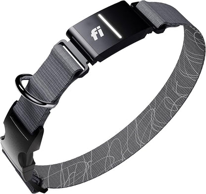 New Fi Series 3+ Smart Dog Tracker Collar [12 Month Membership Included] GPS Tracker for Dogs with Health & Behavior Monitoring, Escape Alerts, Waterproof, LED, Apple Watch Compatible (Gray, Small)