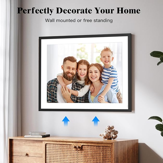 Large Digital Picture Frame 17” WiFi-Photo-Frame - 1280x960 IPS HD Touch Screen, 32GB Smart Picture Frame, Motion Sensor, Auto-Rotate, Wall-Mounted, Share Photos Videos via App, Gifts for Mom Dad