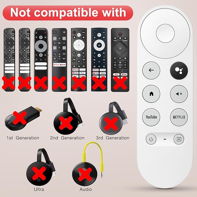 Voice Replacement for Google-Chromecast-Remote, G9N9N for Chromecast with Google TV Remote, for Google TV Streamer (Only for Snow Chromecast Google)