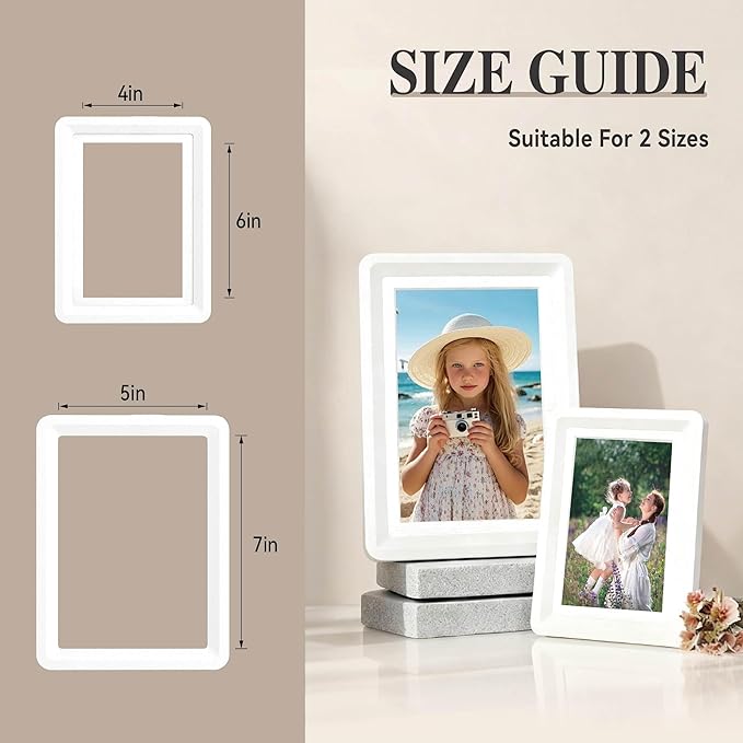 White 5x7 Picture Frame with Acrylic Front, ABS Frame for 5x7 or 4x6 Photos, Shatterproof UV-Resistant Tabletop Photo Frame, Vertical/Horizontal Display for Home Décor