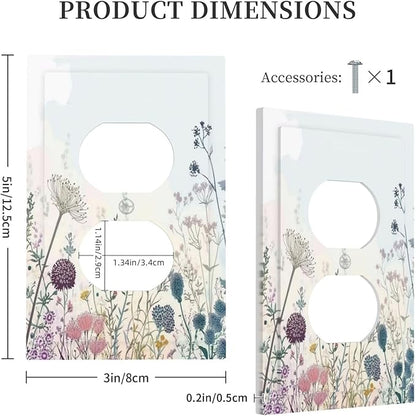 Colorful Wildflower Watercolor Dandelion Floral Outlet Covers 1 Gang Duplex Light Switch Cover Decorative Switch Plates Electrical Receptacle Faceplate Wall Plate For Cabin Home Decor