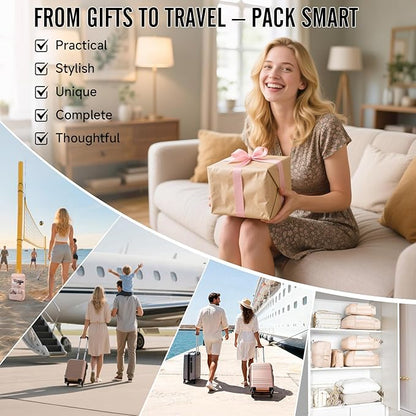 Veken 8 Set Packing Cubes, Gifts for Women Mom Her, Personalized Cruise Ship Travel Essentials Accessories for Beach Vacation, Suitcase Organizer Bags for Luggage with Hanging Toiletry Bag
