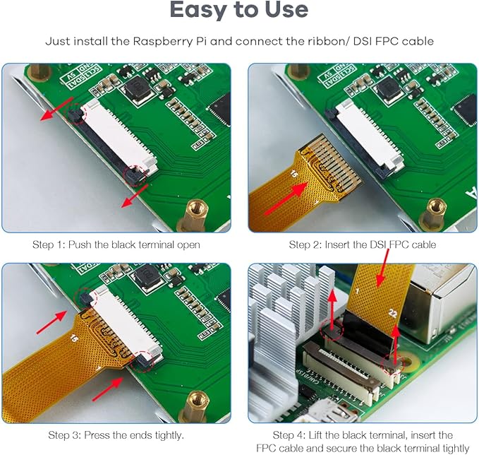 7 Inch Touchscreen IPS DSI Display Compatible with Raspberry Pi 5, 800x480 Capacitive Screen MIPI DSI Driver-Free Interface