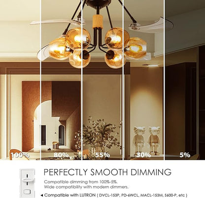 LVWIT G14 LED Filament Globe Bulb 5.5W(40W Equivalent), Dimmable 2500K Warm White E26 Screw Base, Decorative Edison Light Bulb, UL-Listed(6-Pack),Amber Yellowish