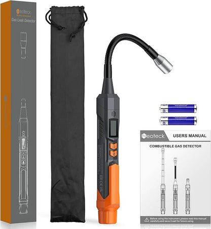 Neoteck 50-3000ppm Gas Leak Detector with 4-inch Probe Natural Gas Detector Pen with High/Low-Sensitivity Portable Gas Sniffers with Audible & Visual Alarm to Locate Combustible Gases for Home