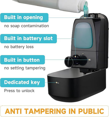 AIKE 33.8oz Automatic Wall Mount Liquid Soap Dispenser with Commercial ABS Construction, Model AK1226S(Black)