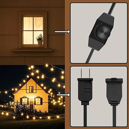 Lamp Dimmer Switch Extension Cord Plug in Dimmer - Rotary Control for 150 Watt Dimmable Lights - Christmas Village Houses Lights Cord Salt Light - 6 ft Cord