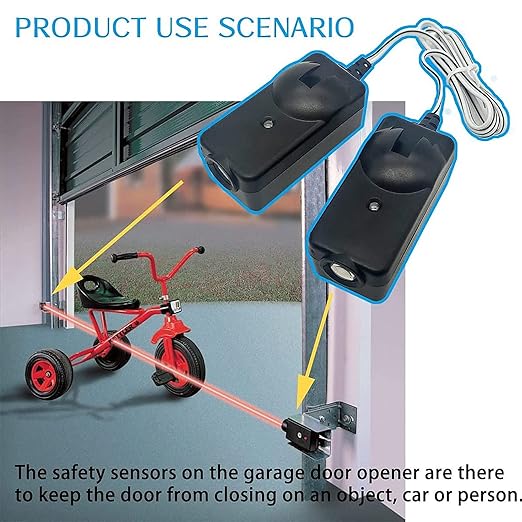Garage Door Opener Safety Sensor Kit with Brackets Sensors, High Accuracy, Chamberlain, Sears, Raynor,