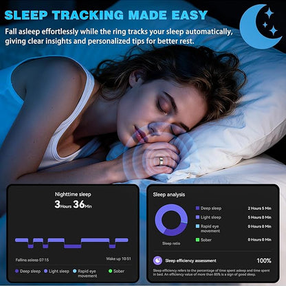 Smart Ring Health Tracker for Women, Fitness Ring Sleep Tracker, Fast Charging for Long-Lasting Use, Pedometer Exercise, Monitor Sleep, SpO2f (Silver 12)