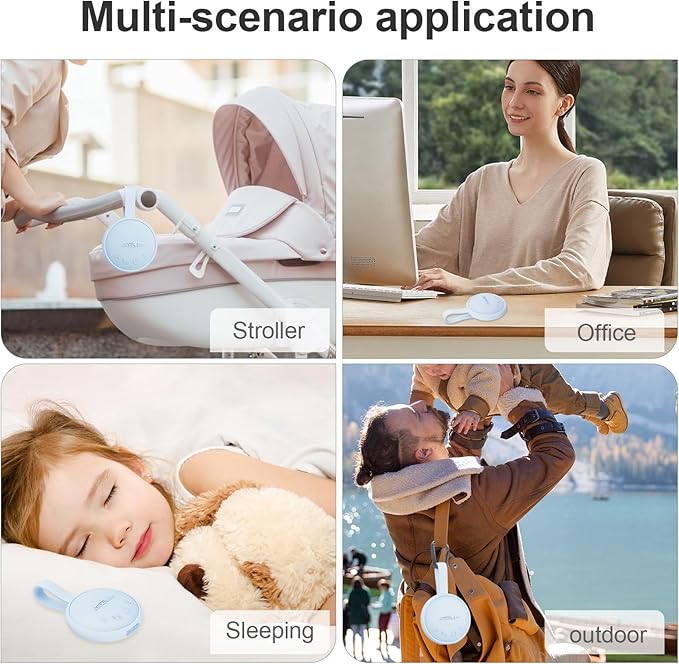 White Noise Sound Machine, Portable Sound Machine for Sleeping Adults & Baby, with Bluetooth 5.1/24 Soothing Sounds/Battery Powered/3 Timer Memory Function for Office/Bedroom/Travel（Blue）