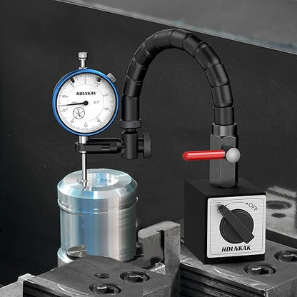 HDLNKAK Dial Indicator 0-1'' with Magnetic Base - Precision Machinist's Tool Set for Alignment, Includes Flexible Arm Base & 0.001" Accuracy Measuring Instrument.