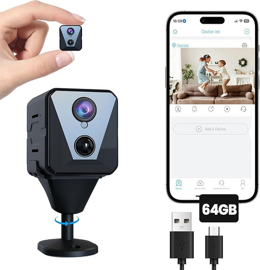 4K Security Camera with 64GB SD Card, Battery Powered Security Cam, 100-Day Standby, AI Human Detection, Night Vision, Real-Time Alert, Baby Monitor, Pet Cam for Home or Office