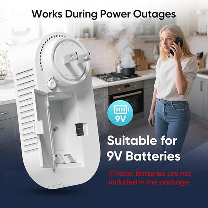 Carbon Monoxide Detectors & Natural Gas Leak Detector - 5-in-1 Carbon Monoxide Detectors Plug in - with Battery Backup - Brightness & Volume Adjustment for Home/RV//Hotel/Travel/Camping (White)