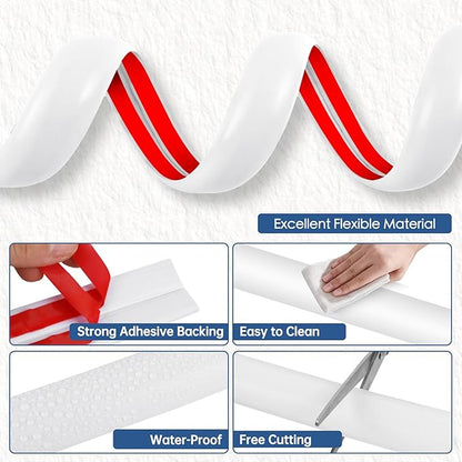 Floor Cord Cover for Wires on Floor Self Adhesive Cord Hider Floor Cable Management Wire Covers for Cords Protector Prevent Cable Trips Cord Cavity W 0.32" x H 0.32", White, 20Ft