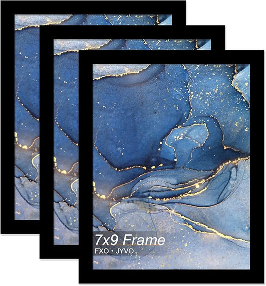 7x9 Picture Frame Set of 3, Black Frame for 7 x 9 Inch Picture Poster Photo, Light Weight and High Transparent 7 by 9 Frame for Wall - 3 Pack/Black/7"x9"