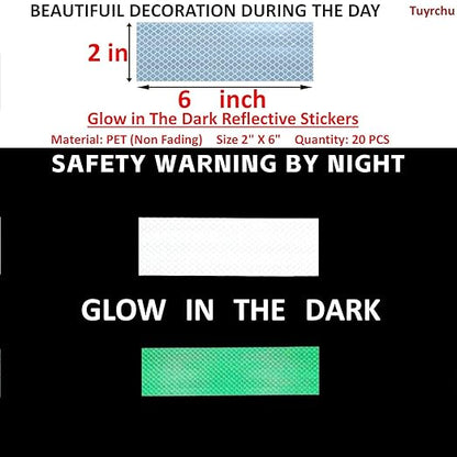 Glow in The Dark Reflective Stickers 2 inch X 6 inch for Bikes, Outdoor Waterproof High Visibility Reflector (20 Pcs)