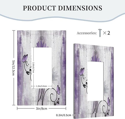 Decorative Outlet Covers Rustic White Purple Daisy Floral Flower 1 Gang Single Decora GFCI Device Light Switch Covers Plate 1 Rocker Wall Plate Jumbo Switch Cover Plate for Home Decor