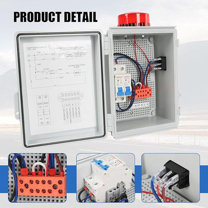 JDMSPEED Sump Pump High Water Septic Tank Alarm with Bright Flashing Light 110 db Alarm IP67 Casing