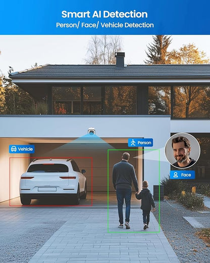 ZOSI 4K PoE Security Camera System,4 x 8MP Weatherproof Surveillance Cameras with One-Way Audio,People Counting,Night Vision,Person Vehicle Detection,8CH 4K NVR with 2TB HDD for Home 24/7 Recording